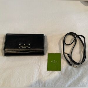 Kate Spade Black Leather Clutch w/ Removable Strap – Like New